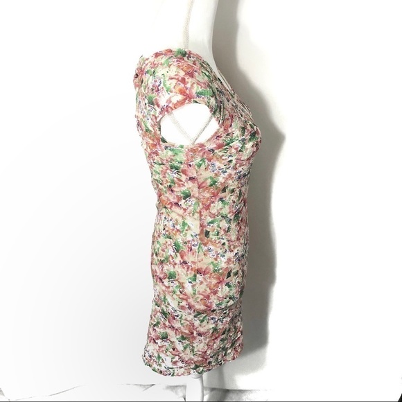 Free People Floral Spring Dress Sz Small Midi Pink Green - Picture 4 of 9